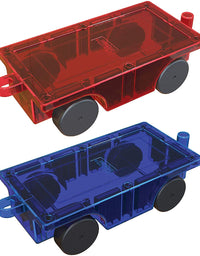 PicassoTiles 2 Piece Car Truck Construction Kit Toy Set Vehicle Educational Magnet Building Tile Magnetic Blocks Puzzle Magnets Toys with Re-Enforced Hitch and Long Bed for Girls Boys Toddler Ages 3+
