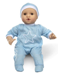 Melissa & Doug Mine to Love Jordan 12” Light Skin-Tone Boy Baby Doll with Romper, Cap, Pacifier
