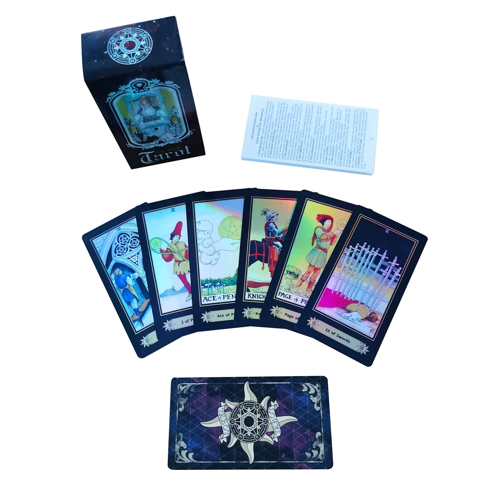 78 Holographic Tarot Cards, Rider Waite Tarot Cards with Guidebook, Tarot Cards Deck Future Telling Game