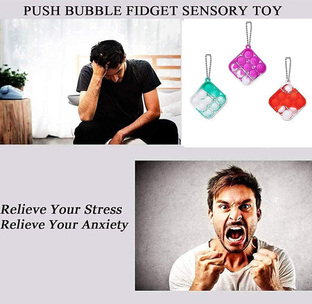 WQFXYZ Simple Fidget Toys Stress Relief Hand Toys, Mini Pop Push it Fidget Toy Keychain for Kids Adults, Mini Pop Push it Bubble Fidget Sensory Toys Office Desk Toy (15pcs-2)