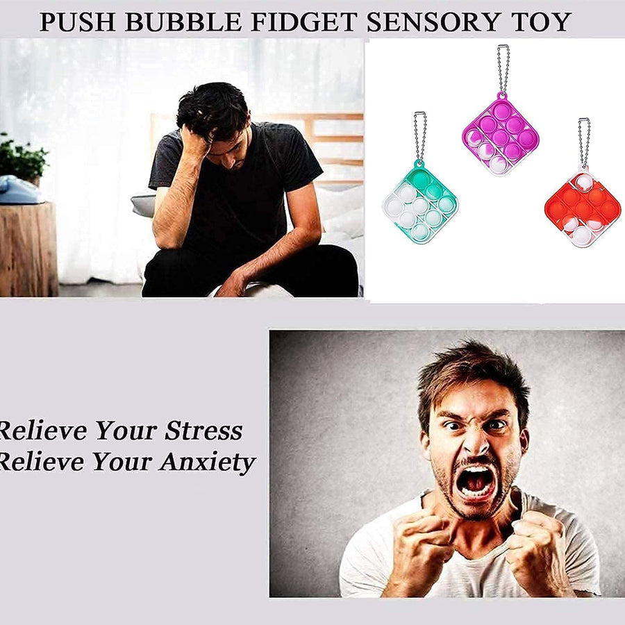 WQFXYZ Simple Fidget Toys Stress Relief Hand Toys, Mini Pop Push it Fidget Toy Keychain for Kids Adults, Mini Pop Push it Bubble Fidget Sensory Toys Office Desk Toy (15pcs-2)