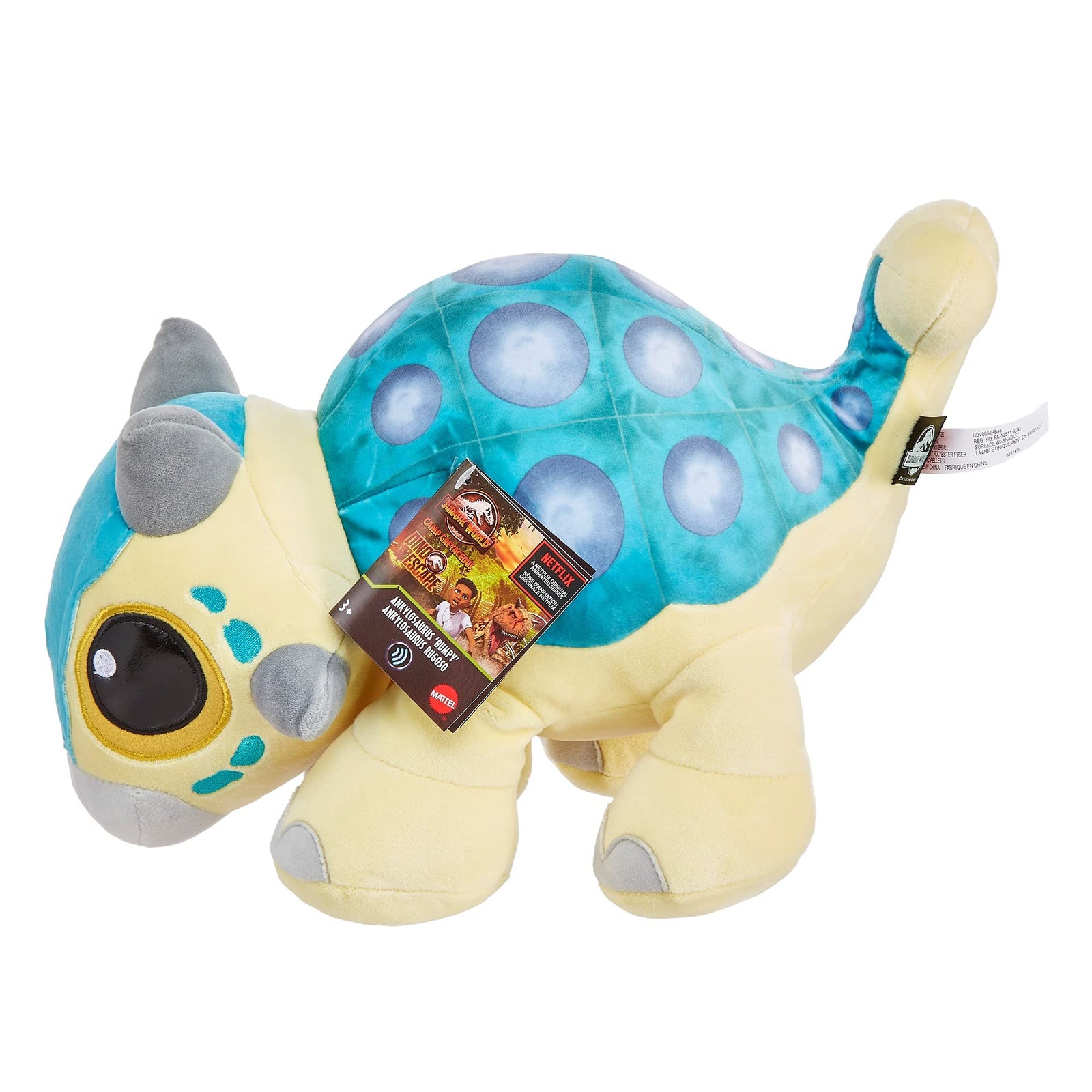 Jurassic World Feature Plush Ankylosaurus Bumpy Baby Dinosaur Toy with Roar Sound & Floppy Legs; Camp Cretaceous Soft Doll Play or Nap Buddy, Gift for Kids Ages 3 Years & Older [Amazon Exclusive]