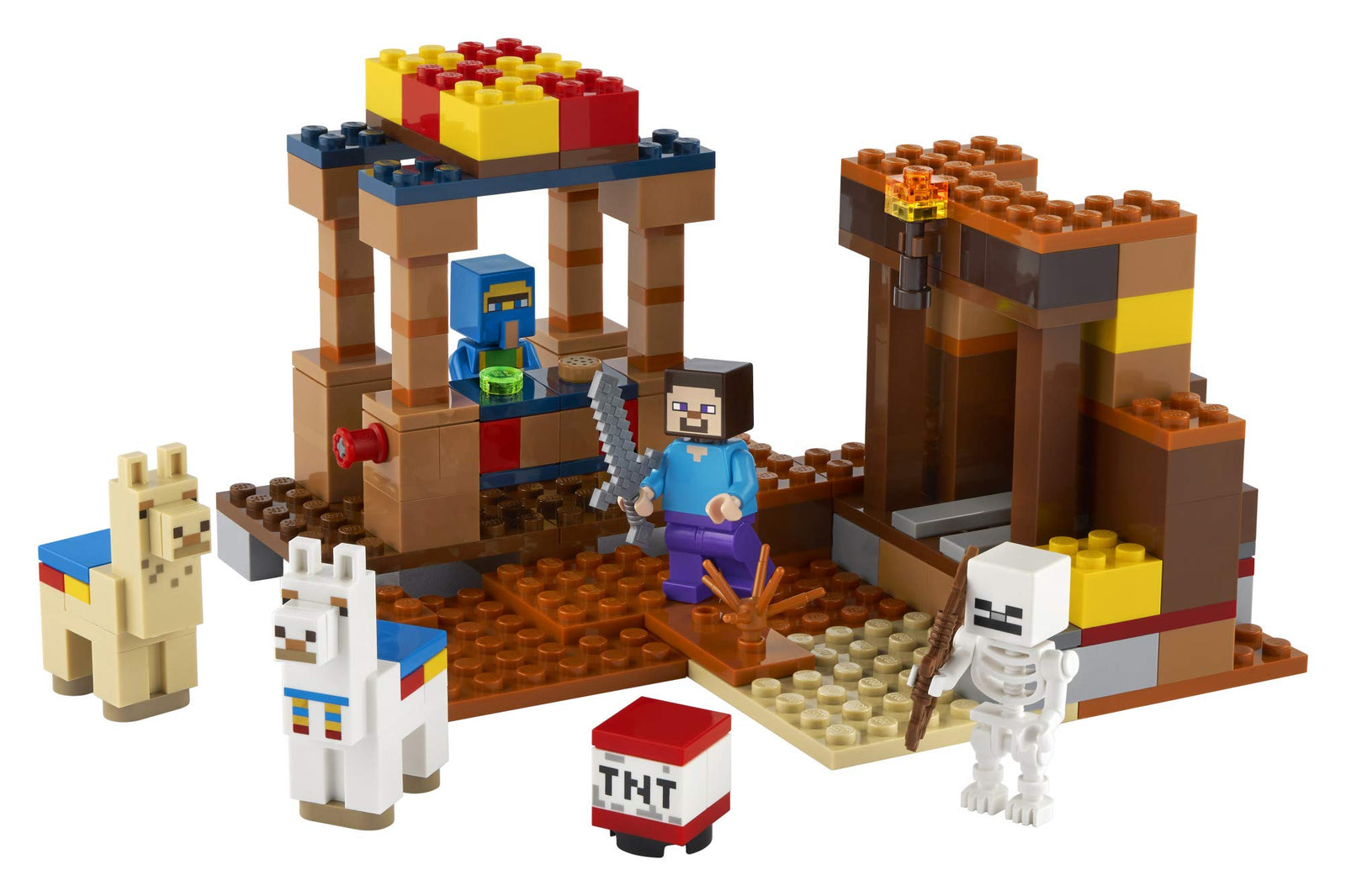 LEGO Minecraft The Trading Post 21167 Collectible Action-Figure Playset with Minecraft’s Steve and Skeleton Toys, New 2021 (201 Pieces)