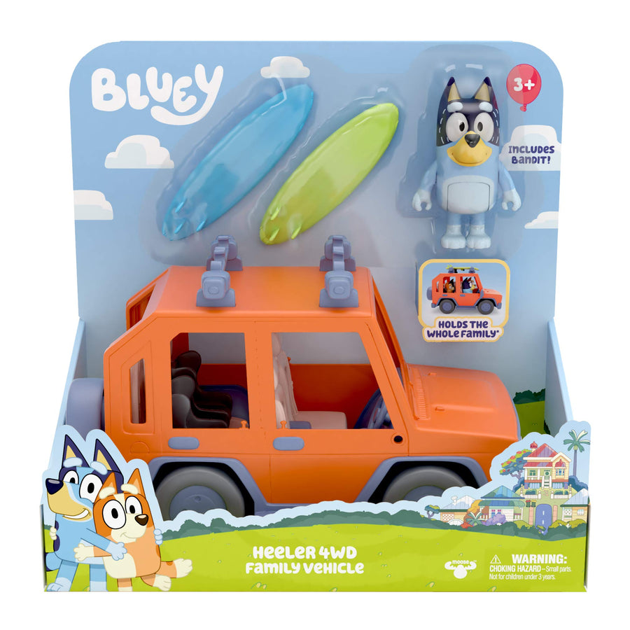 Bluey, 4WD Family Vehicle, with 1 Figure and 2 Surfboards | Customizable Car - Adventure Time | for Ages 3+