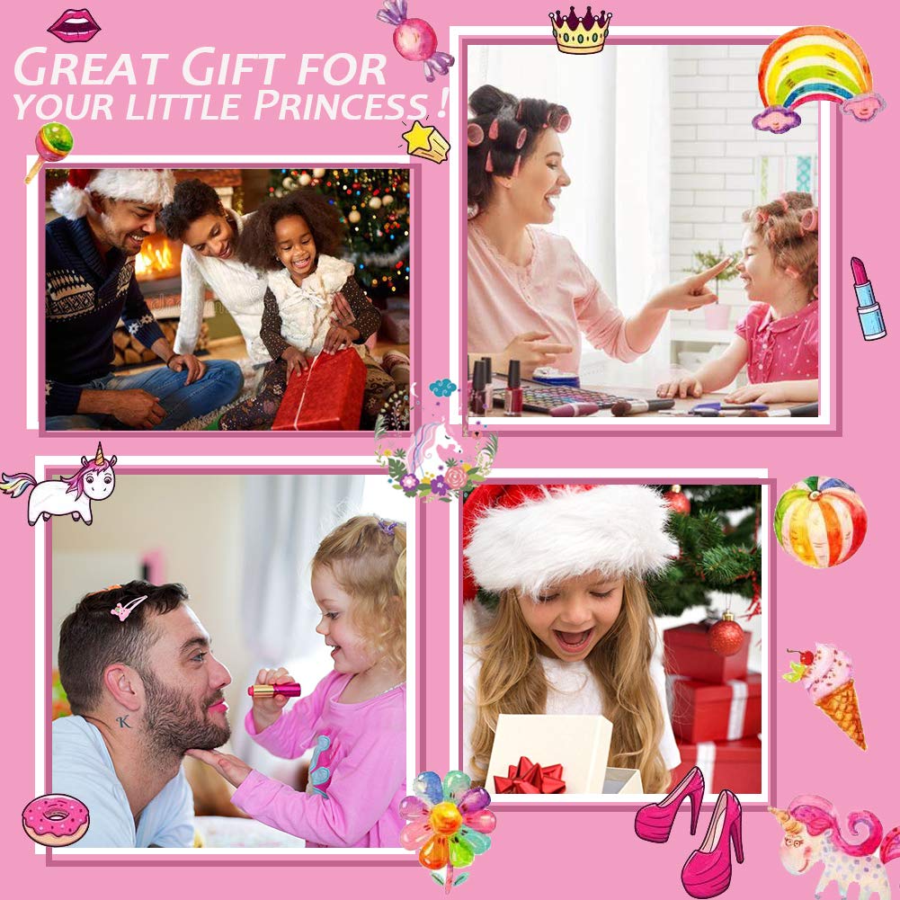 Kids Washable Makeup Girls Toys - Real Make Up Set Washable Make up Kit for Toddler Kids Girl Children Princess Pretend Play Christmas Birthday Gift Toys for Girl Aged 3 4 5 6