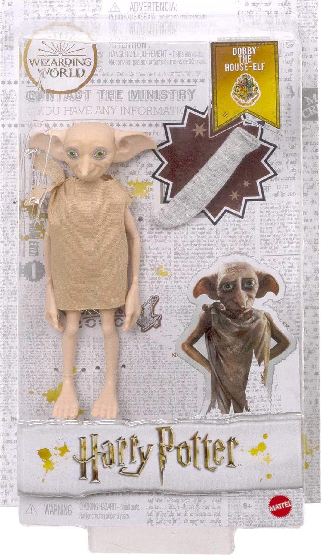 Harry Potter Collectible Dobby The House Elf Doll (5-inch), Wearing Fabric Tunic, with Sock Accessory, Gift for Collectors and Kids 6 Years Old and Up