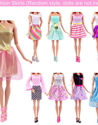 Ecore Fun 30 PCS Doll Clothes and Accessories 5 Fashion Clothes Sets 5 Fashion Skirts 10 Mini Dresses 10 Shoes Fashion Casual Outfits Set Perfect for 11.5 inch Dolls
