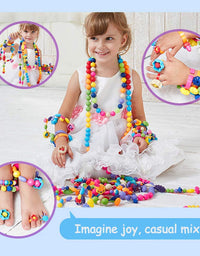 Happytime Snap Pop Beads Girls Toy 180 Pieces DIY Jewelry Marking Kit Fashion Fun for Necklace Ring Bracelet Art Kids Crafts Birthday Fun Gifts Toys for 3, 4, 5, 6, 7 ,8 Year Old Kids Girls
