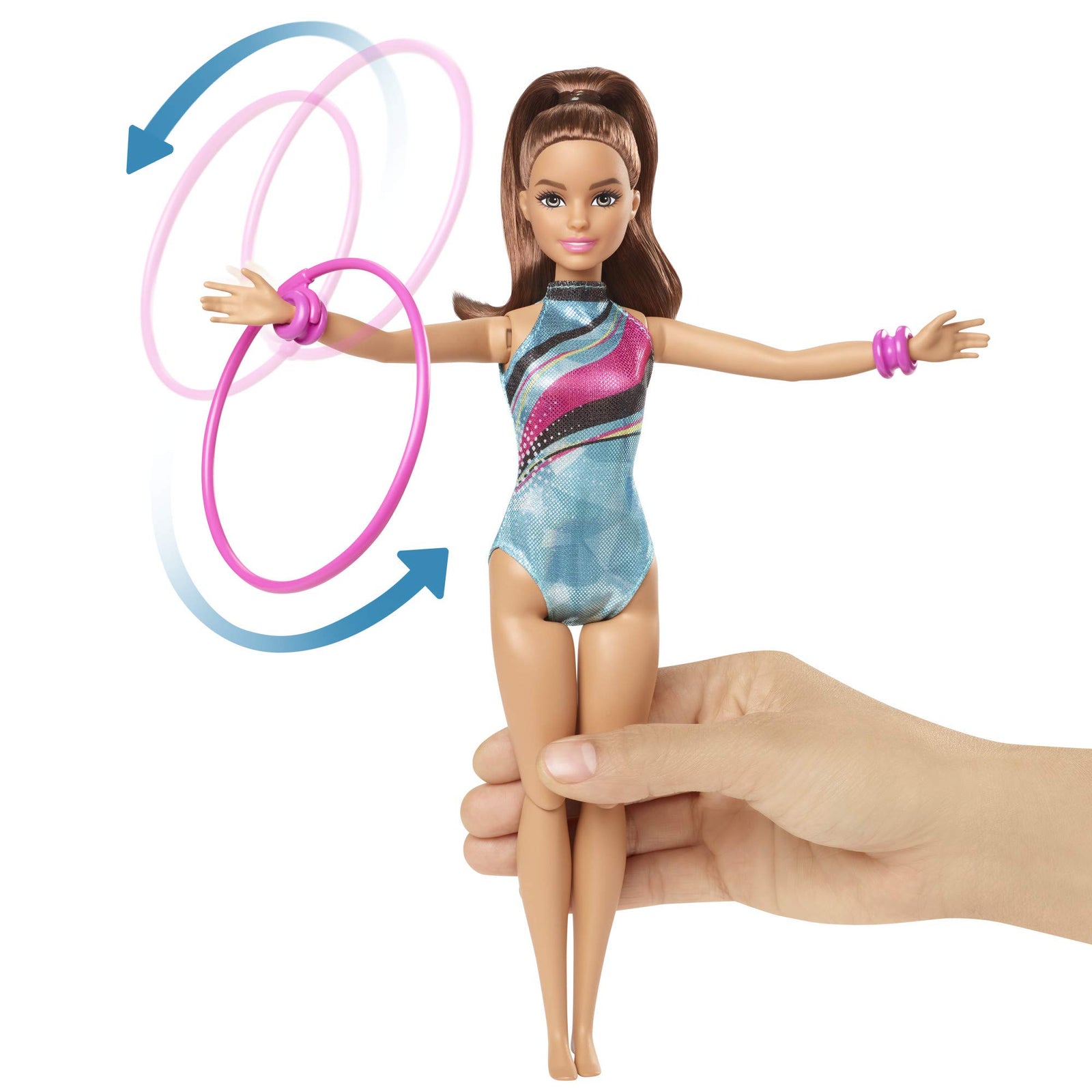 Barbie Dreamhouse Adventures Teresa Spin ‘n Twirl Gymnast Doll, 11.5-inch Brunette, in Leotard, with Accessories