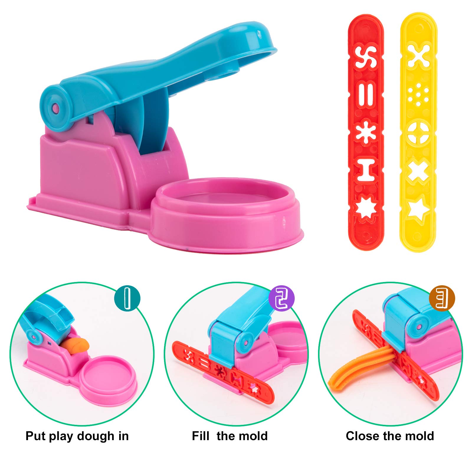 Maykid Play Dough Tools Set for Kids, 50pcs PlayDough Toys Includes Dough Accessory Molds Rollers Cutters Scissors and Storage Bag