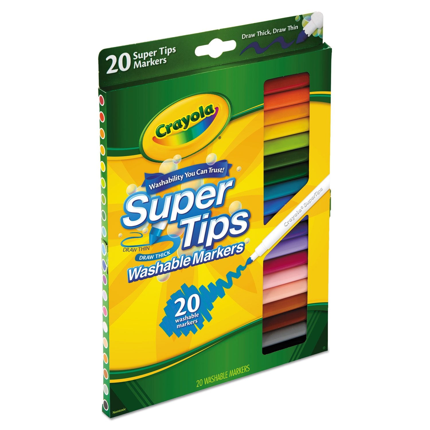 Crayola 588106 Washable Super Tips Markers, Assorted, 20/Set