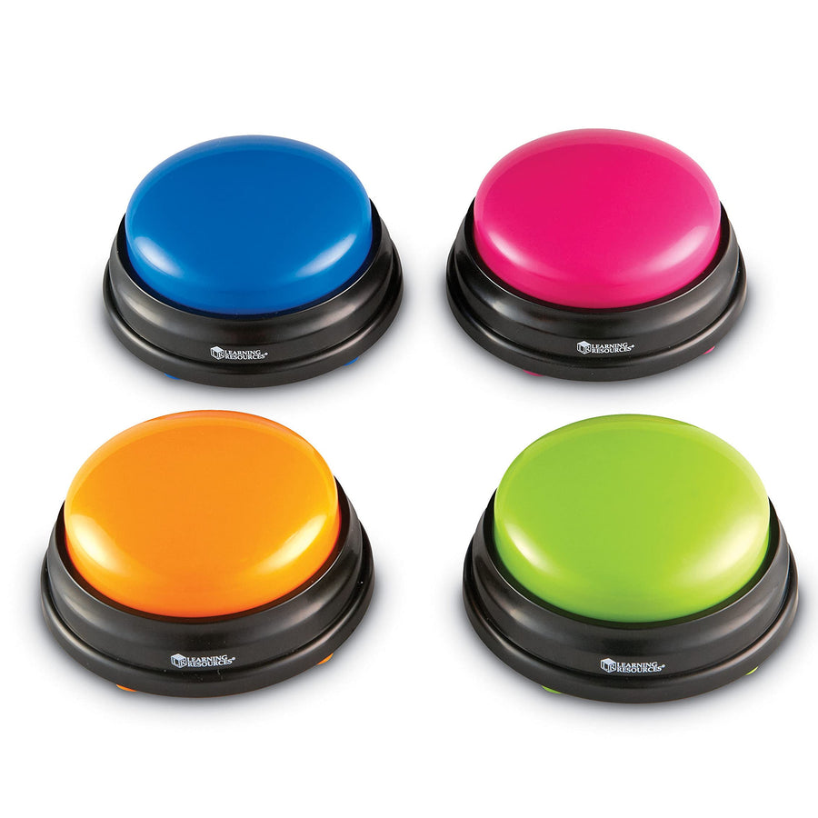 Learning Resources Answer Buzzers, Set of 4 Assorted Colored Buzzers, Game Show Buzzers, 3-1/2in, Multicolor, Ages 3+