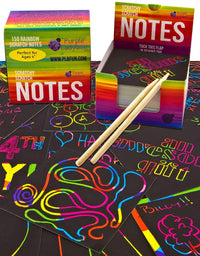 Purple Ladybug Rainbow Scratch Off Art Mini Notes Set - Great Stocking Stuffers for Kids, Teens, & Adults - with 150 Scratch Papers + 2 Wooden Stylus - Cool Christmas Gift Idea, Fun Arts & Crafts Kit
