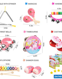 oathx Baby Girl Gifts /Toddler Musical Instruments Ages 1-3 /Baby Music Toys 6-12-9-18 Months Infant /1st Birthday Girl Gifts for 1 2 Year Old/Kids Preschool Educational Learning Toys Drum, Xylophone
