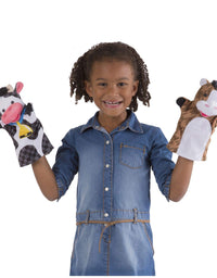 Melissa & Doug Animal Hand Puppets (Set of 2, 4 animals in each) - Zoo Friends and Farm Friends
