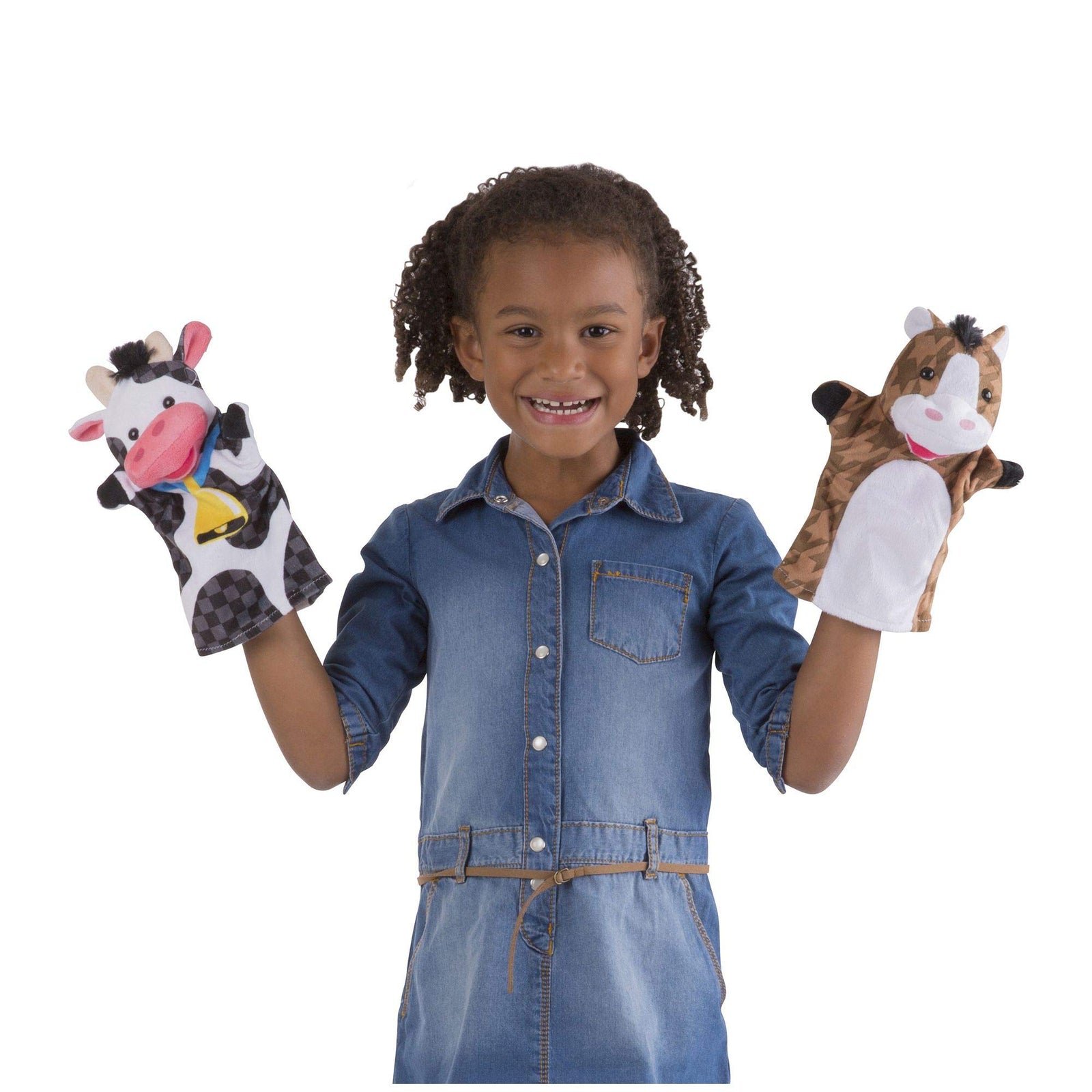 Melissa & Doug Animal Hand Puppets (Set of 2, 4 animals in each) - Zoo Friends and Farm Friends