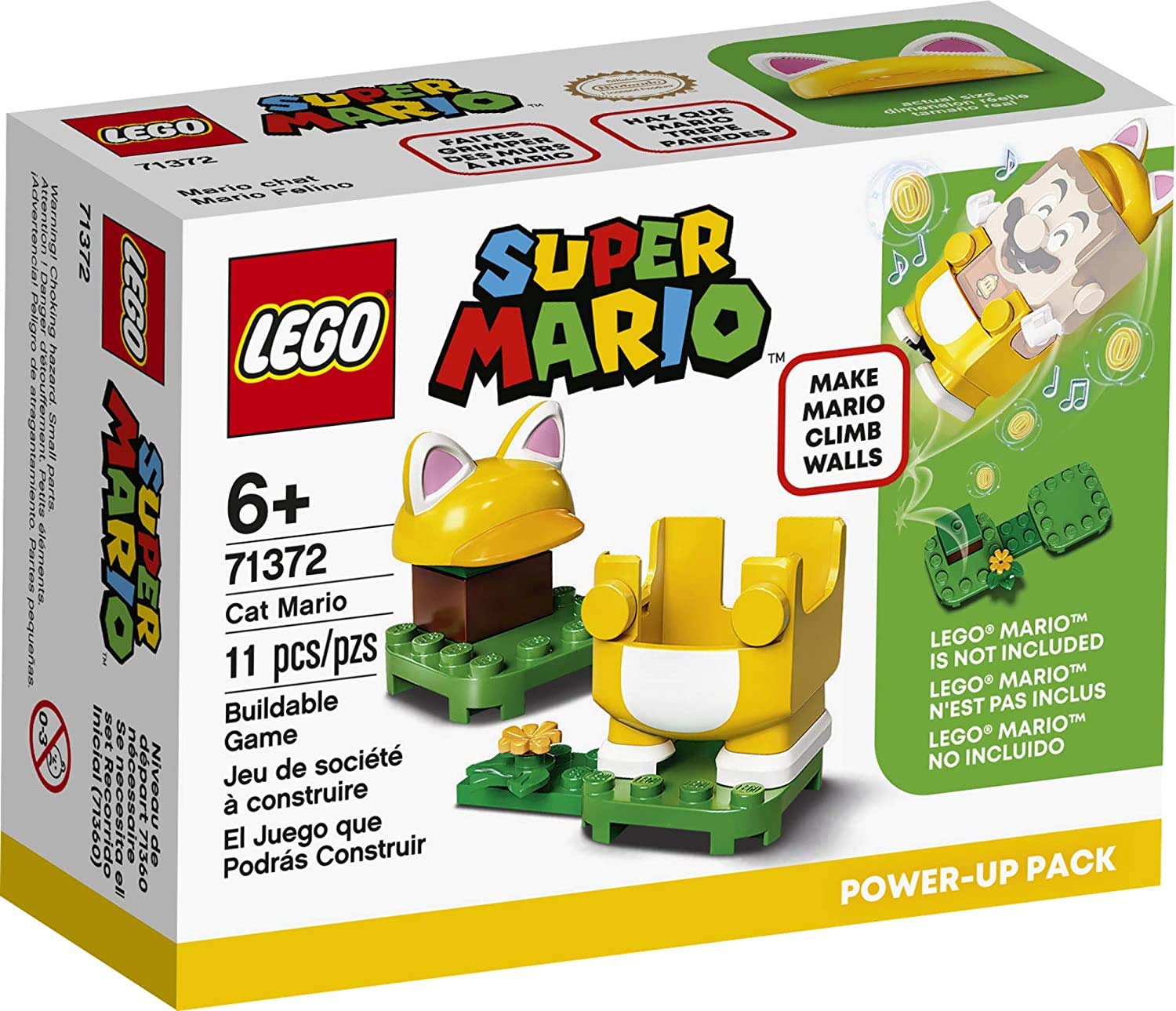 LEGO Super Mario Cat Mario Power-Up Pack 71372 Building Kit, Cool Toy for Kids to Power Up The Mario Figure in The Adventures with Mario Starter Course (71360) Playset (11 Pieces)