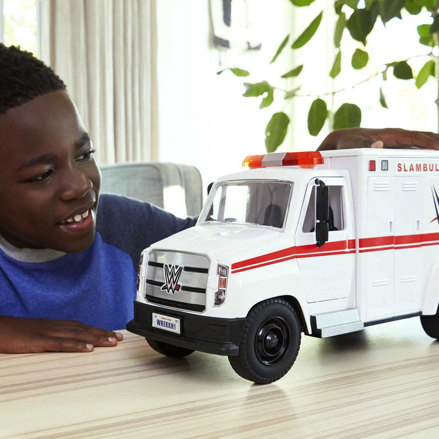 WWE Wrekkin' Slambulance Vehicle with Rolling Wheels & 8+ Wrekkin' Parts; Ages 6 Years Old & Up