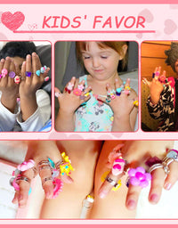 PinkSheep Little Girl Jewel Rings in Box, Adjustable, No Duplication, Girl Pretend Play and Dress Up Rings (24 Lovely Ring)
