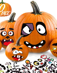 Pumpkin Decorating Halloween Stickers for Kids - Make 60 Funny Face and Classic Pumpkin Expressions Crafts, Holiday Decor Kit Party Best Gift for Kids - 12 Sheet
