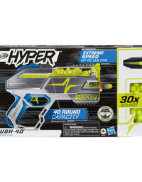 NERF Hyper Rush-40 Pump-Action Blaster, 30 Hyper Rounds, Eyewear, Up to 110 FPS Velocity, Easy Reload, Holds Up to 40 Rounds
