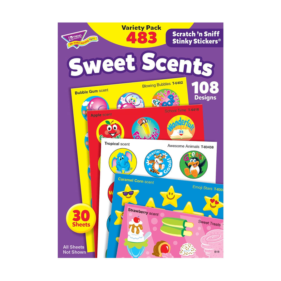 TREND ENTERPRISES, INC. Sweet Scents Variety Pack of Scratch 'n Sniff Stickers, 480 Count, Multi (T-83901)