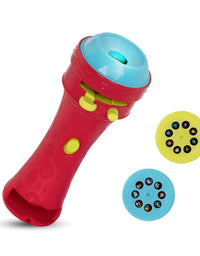 B. toys – Light Me To The Moon – Children’S Projector Flashlight with Image Reels That Make Everything Cosmic & Bright, Red
