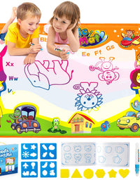 Betheaces Water Drawing Mat Aqua Magic Doodle Kids Toys Mess Free Coloring Painting Educational Writing Mats Xmas Gift for Toddlers Boys Girls Age of 3,4,5,6,7 Year Old 34.5" X 22.5" in 6 Colors
