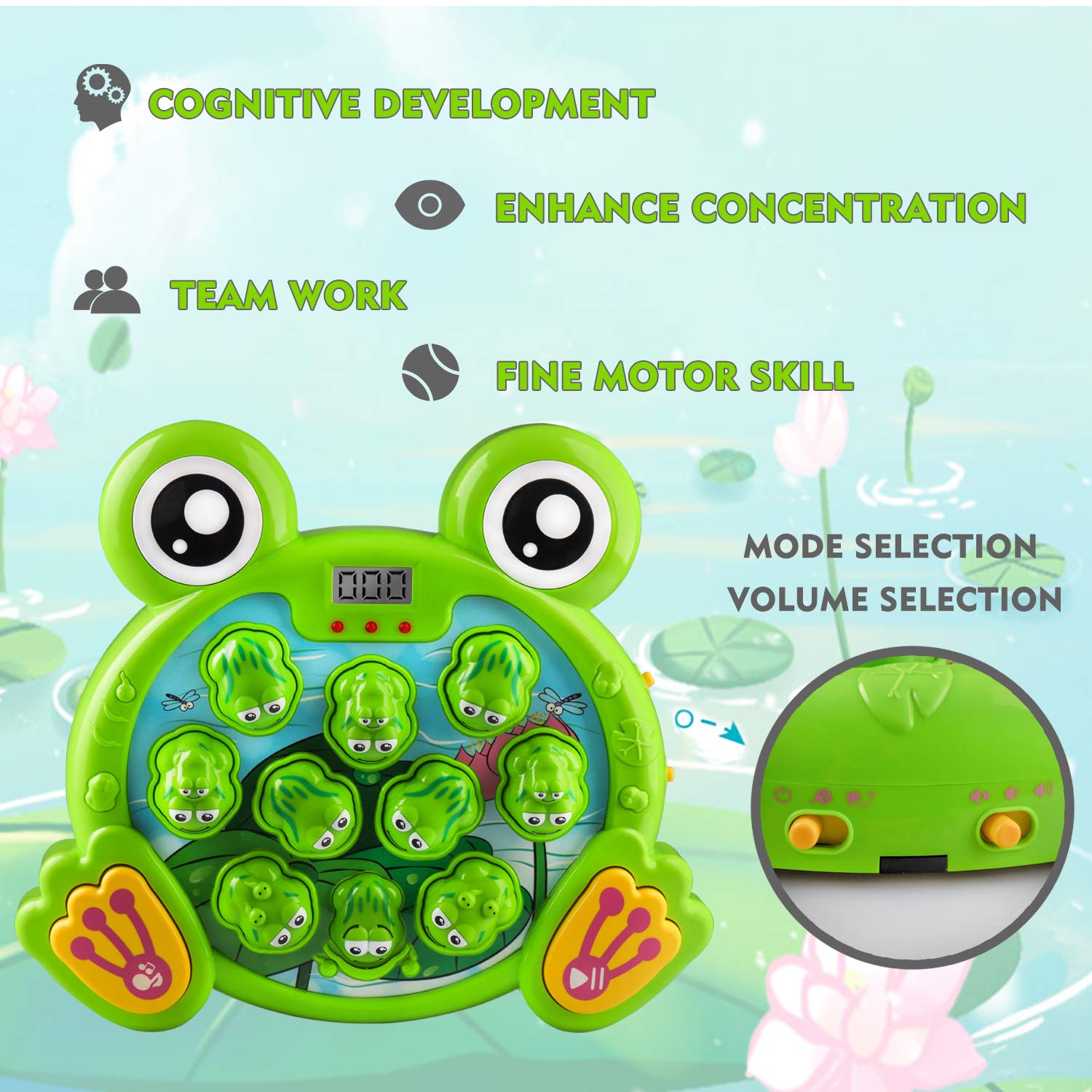 KKONES Music Super Frog Game Toddler Toys - 2 Hammers Baby Interactive Fun Toys Toddler Activities Games with Music and Light Gift for Kids Ages 2 3 4 5 6 7 8 Year Old Boys Girls