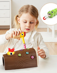 TOP BRIGHT Fine Motor Skills Toy for 2 3 Year Olds Girls and Boys Gifts - Montessori Toddlers Toy Magnetic Game, Sensory, Feeding, Preschool Learning Toys - Hungry Woodpecker Toy
