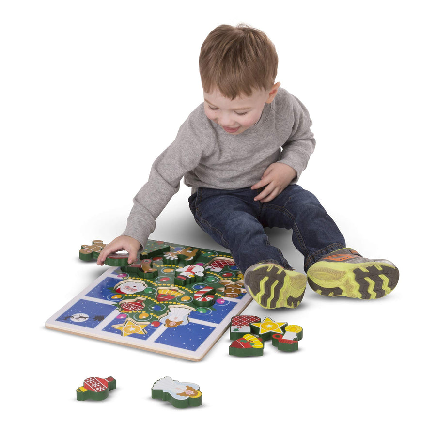 Melissa & Doug Holiday Christmas Tree Wooden Chunky Puzzle (13 pcs)