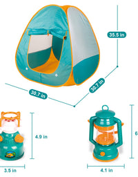 FUN LITTLE TOYS Kids Play Tent, Pop Up Tent with Kids Camping Gear Set, Outdoor Toys Camping Tools Set for Kids, 18 Pieces
