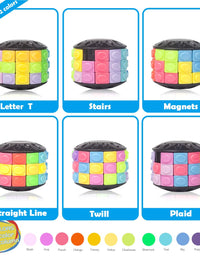 R.Y.TOYS Fidget Toys for Adults/Teens/Boys/Girls,Rotate & Slide Puzzle,Brain Teaser,Cylinder Magic Cube Gift,Birthday Present(12 Colors x 10 Layers) Upgrade
