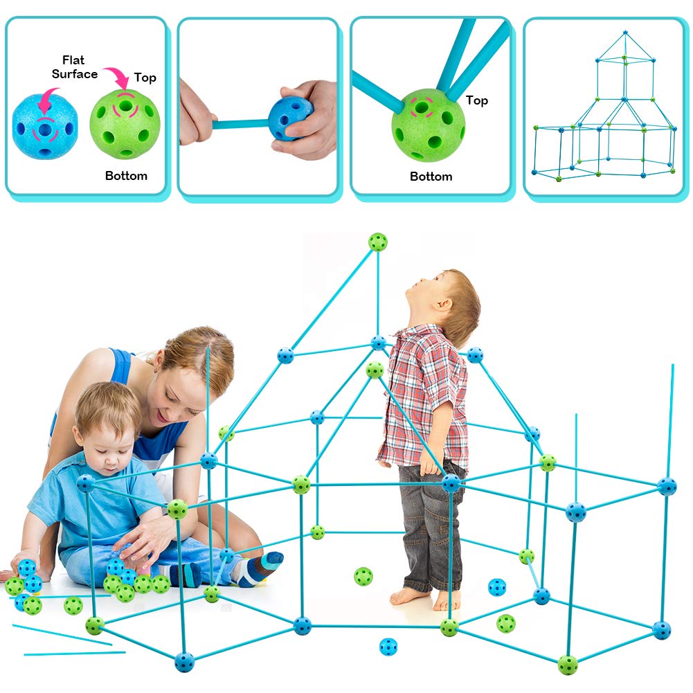 Obuby Kids Fort Building Kit 120 Pieces Construction STEM Toys for 5 6 7 8 9 10 11 12 Years Old Boys and Girls Ultimate Forts Builder Gift Build DIY Educational Learning Toy for Indoor & Outdoor