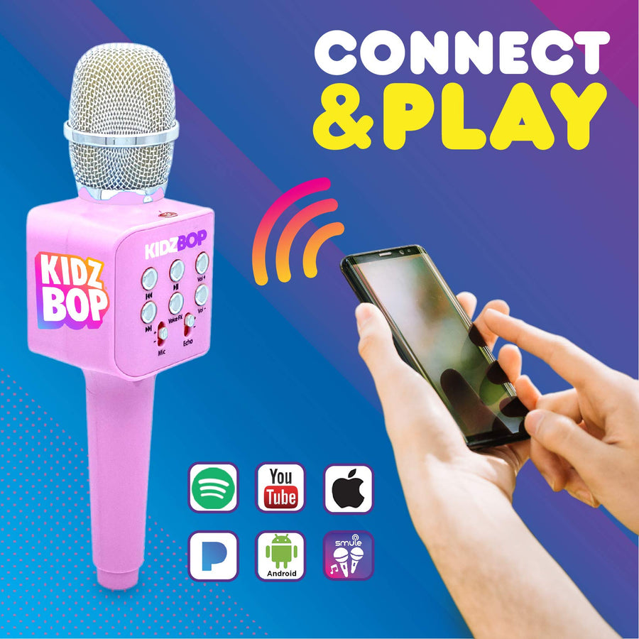 Move2Play Kidz Bop Karaoke Microphone Gift, The Hit Music Brand for Kids, Toy for 4, 5, 6, 7, 8, 9, 10 Year Old Girls and Boys, Pink