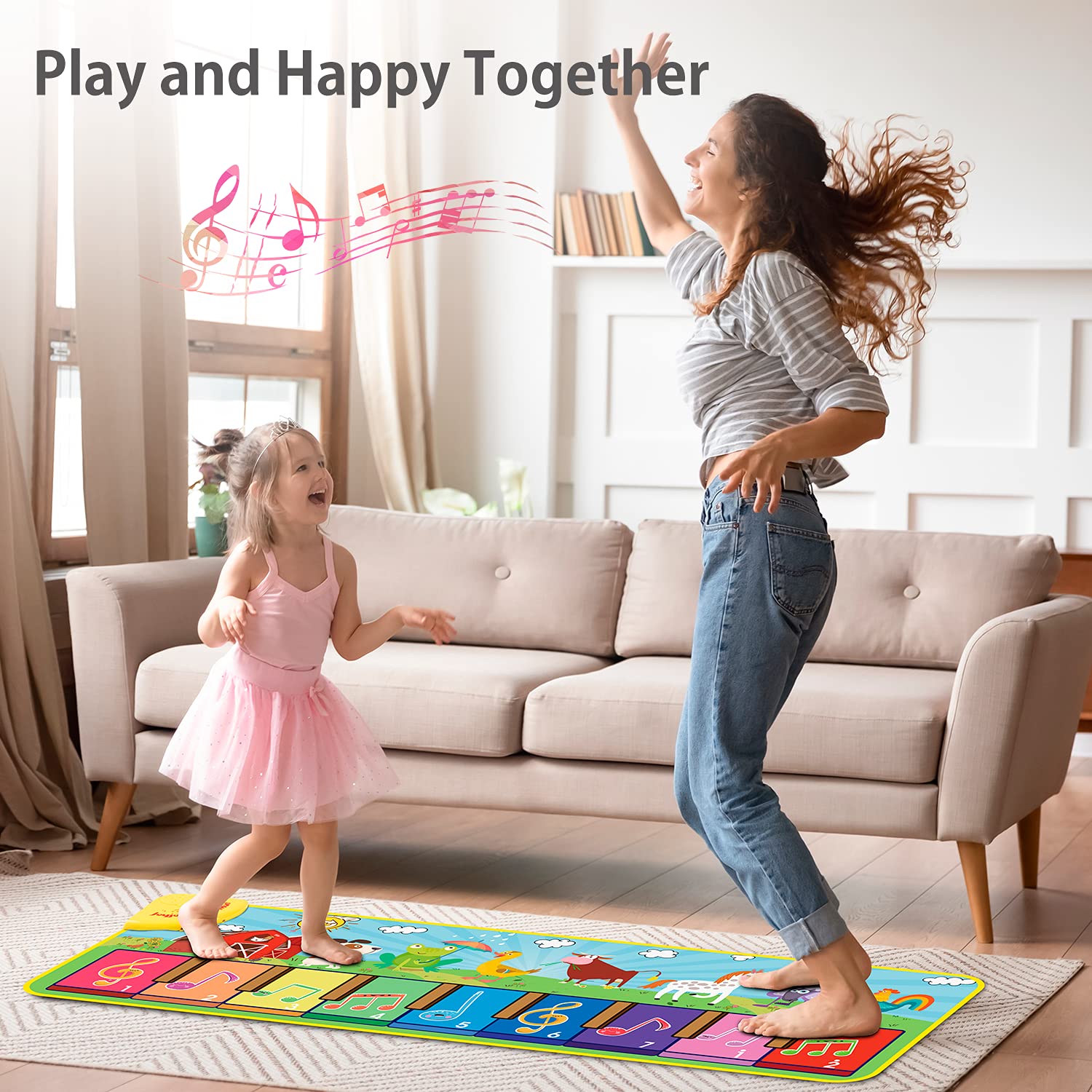 Joyjoz Baby Musical Mats with 25 Music Sounds, Musical Toys Child Floor Piano Keyboard Mat Carpet Animal Blanket Touch Playmat Early Education Toys for Baby Girls Boys Toddlers (1 to 5 Years Old)