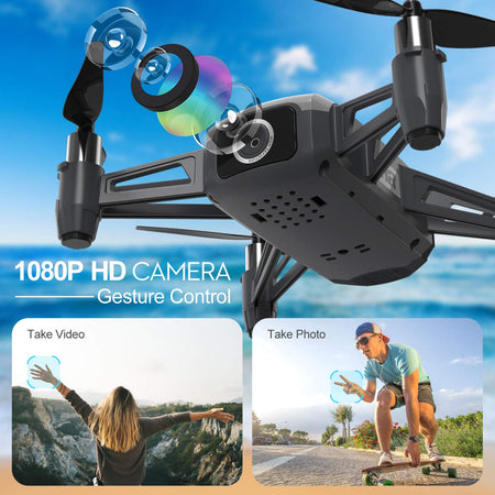 HR Drone For Kids With 1080p HD FPV Camera,Mini Quadcopter For Beginners With Altitude Hold,One Key Start/Land,Draw Path,2 Modular Batteries,Remote Control Toys Gifts for Boys Girls