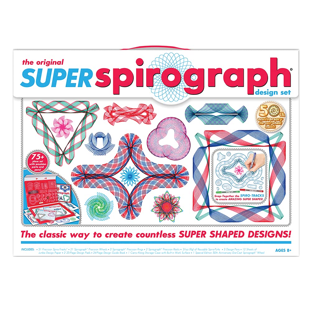 Super Spirograph Design Set-- 50th Anniversary Edition with Twice as Many Gears -- For Ages 8+