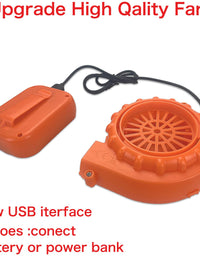 Mini Blower Fan for Dinosaur Costume or Doll Mascot Head or Other Inflatable Game Clothing Suits, Orange
