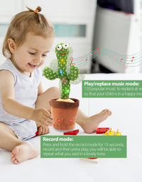 Dancing Cactus,Cactus Toy,Cactus Toys for Kids That Repeats Your Words,Dancing Cactus Plush for Babies Talking & Repeating Home Decoration Children's Early Education
