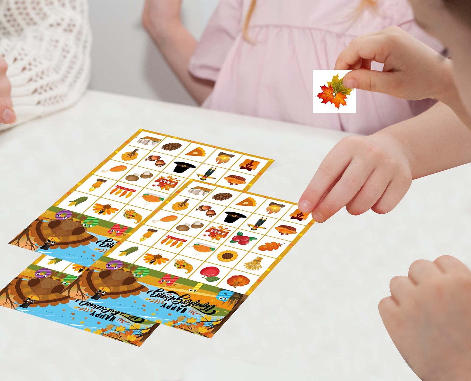 MISS FANTASY Thanksgiving Bingo Game for Kids Turkey Bingo Fall Bingo Game Cards for 24 Players Thanksgiving Party School Classroom Family Activities Thanksgivings Party Favors