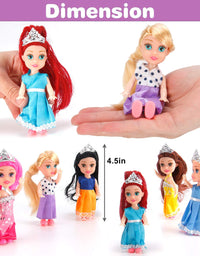 Liberty Imports 6 PCs Miniature Pocket Princess Dolls with Dresses Girls Play Set Collection (4.5-Inches)
