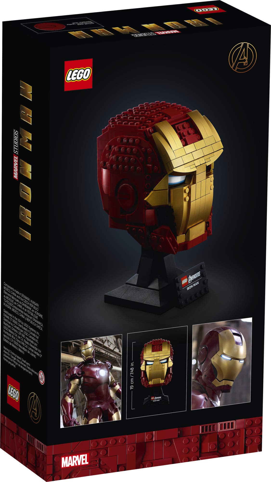 LEGO Marvel Avengers Iron Man Helmet 76165; Brick Iron Man-Mask for-Adults to Build and Display, Creative Challenge for Marvel Fans (480 Pieces)