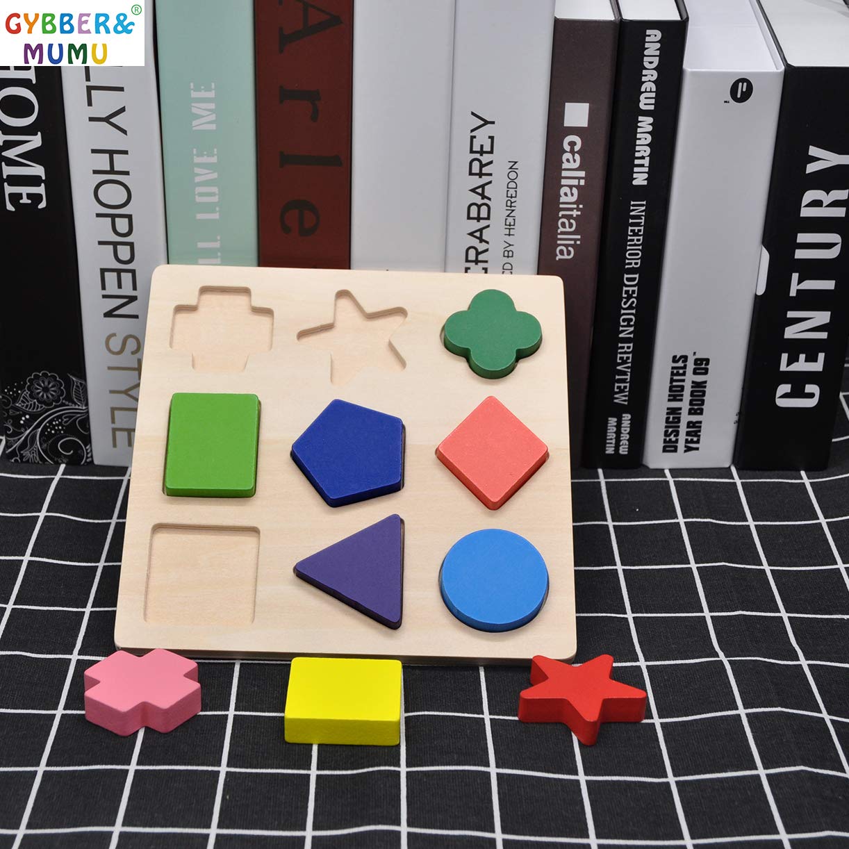 GYBBER&MUMU Wooden Preschool Colorful Shape Puzzle