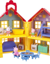 Peppa Pig's House Playset, 17 Pieces - Includes Foldable House Case, Character Figures & Room Accessories - Toy Gift for Kids - Ages 2+
