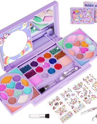 KIDCHEER Kids Makeup Kit for Girls Princess Real Washable Cosmetic Pretend Play Toys with Mirror - Non Toxic
