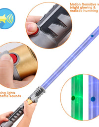2-in-1 LED Light Up Swords Set FX Double Bladed Dual Sabers with Motion Sensitive Sound Effects (2 Pack)
