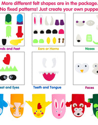 WATINC 6Pcs Hand Puppet Making Kit for Kids Art Craft Felt Sock Puppet Creative DIY Make Your Own Puppets Pompoms Wiggle Googly Eyes Storytelling Role Play Party Supplies for Girls Boys
