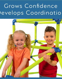 Eezy Peezy Monkey Bars Climbing Tower - Active Outdoor Fun for Kids Ages 3 to 8 Years Old, Green/Blue
