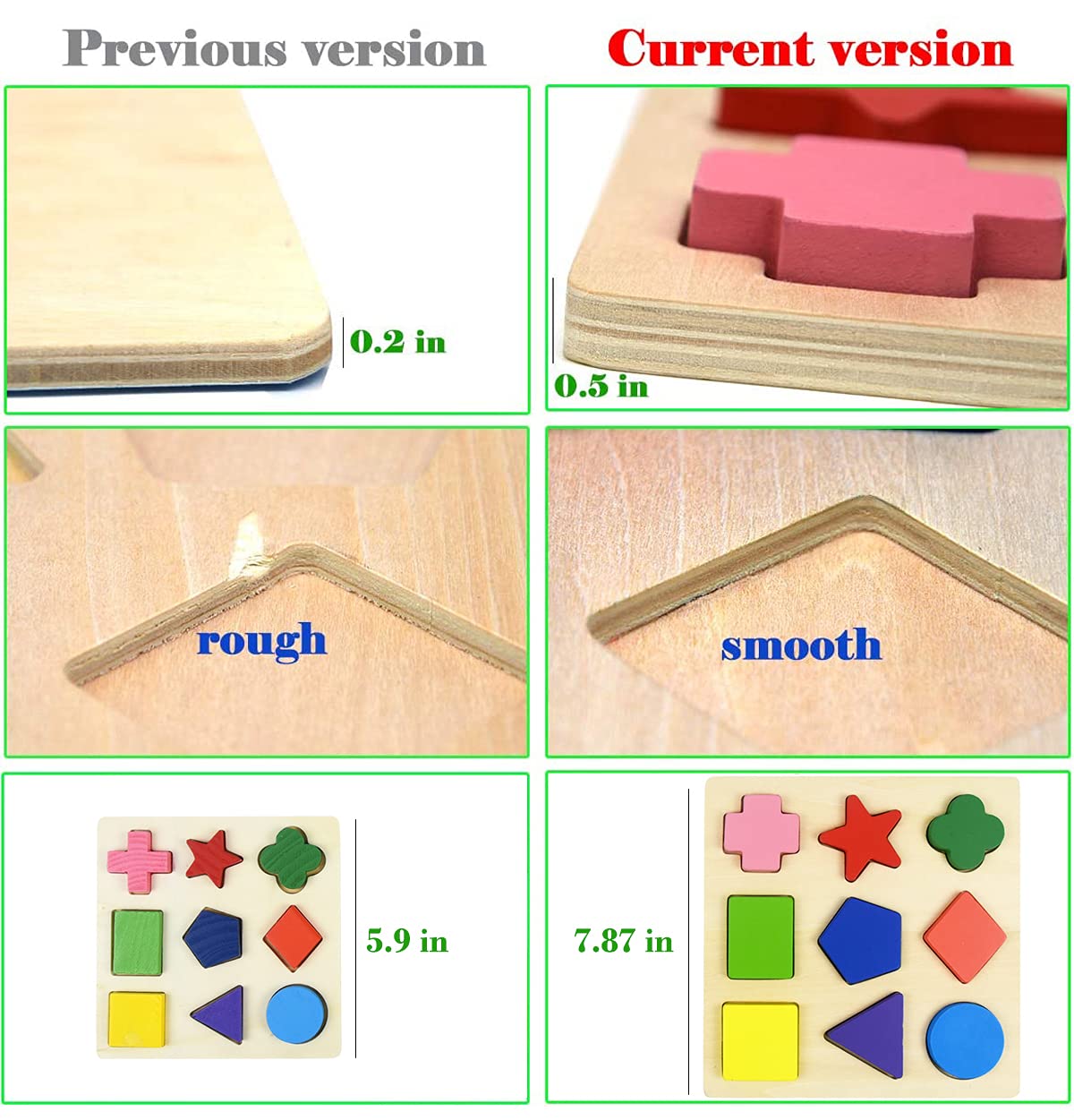 GYBBER&MUMU Wooden Preschool Colorful Shape Puzzle